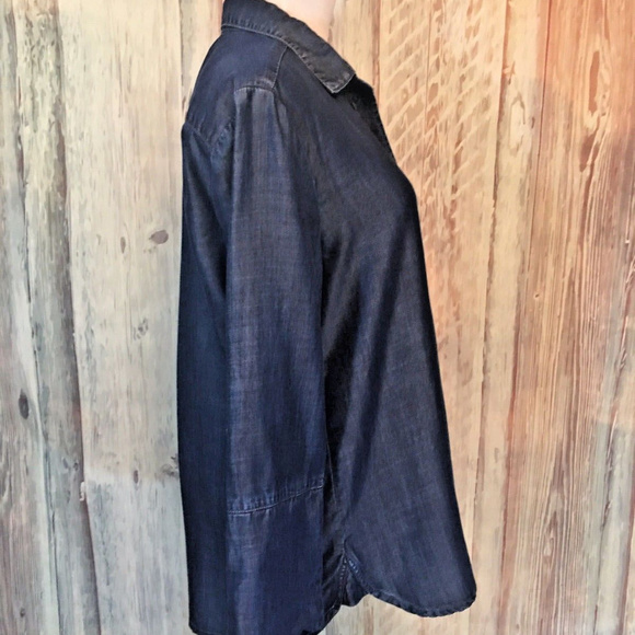 Bella Dahl Dark Tencel Chambray Shirt sz S - Picture 3 of 4
